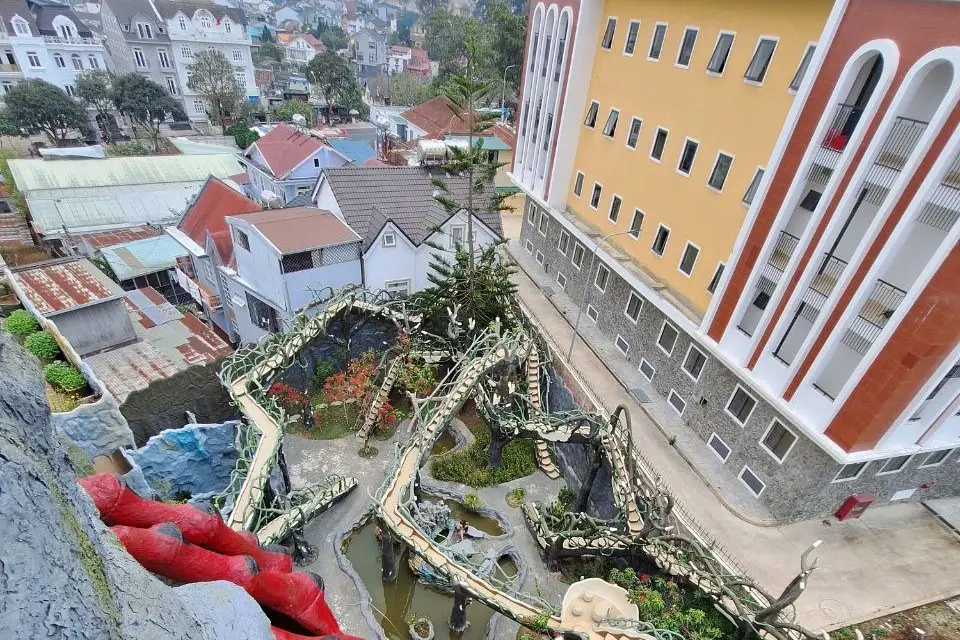 A view of Da Lat from the upper walkways of Crazy House.