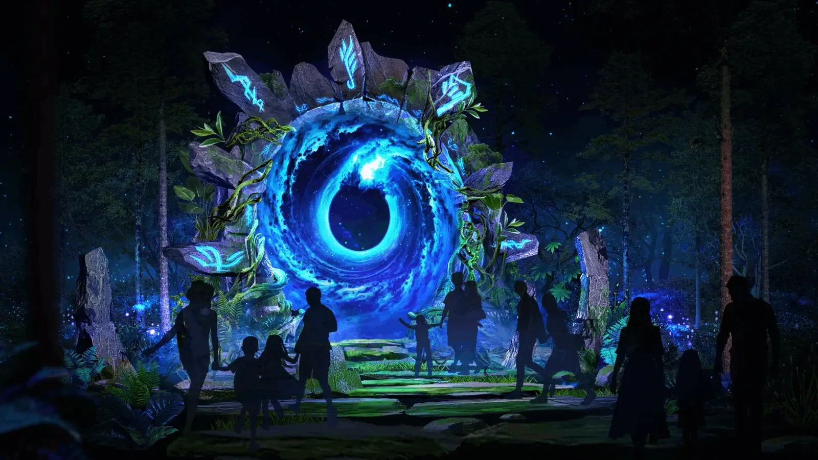 Cổng ánh sáng giữa rừng tại Delight Park.