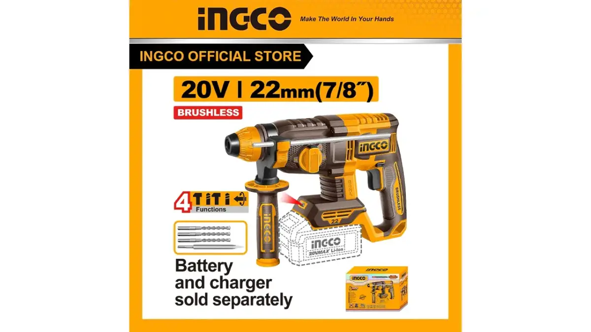 Аккумуляторный перфоратор INGCO CRHLI22208, 20 В (тушка)